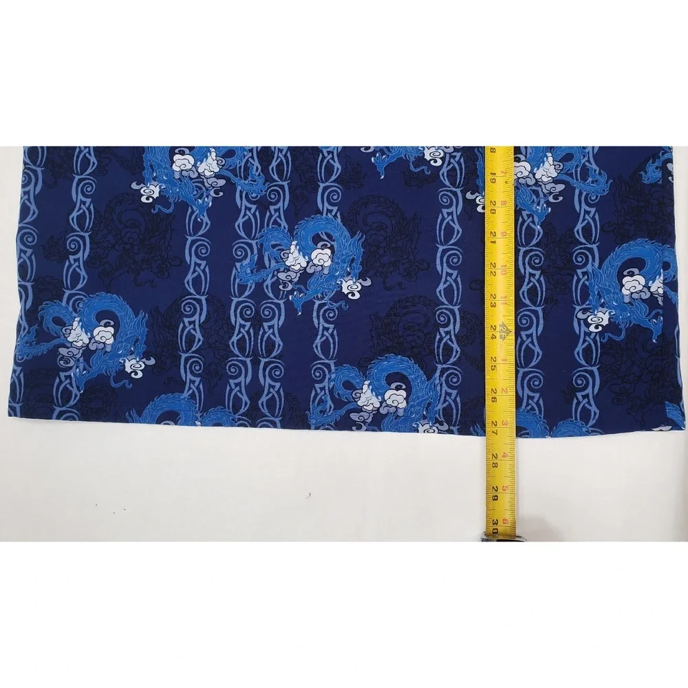 Extreme Gear Vintage Hawaiian Shirt Mens XL Blue Dragons Waves‎ Tribal Y2K Short